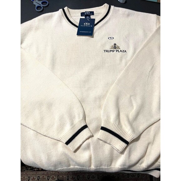 TRUMP PLAZA Vintage 90s Sweater DONALD TRUMP MAGA Size XL New With Tags RARE! - Picture 7 of 12